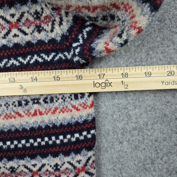 J Crew Sweater Womens XS Red Multicolor 100% Lambs Wool Fair Isle Aztec Preppy - Picture 10 of 13